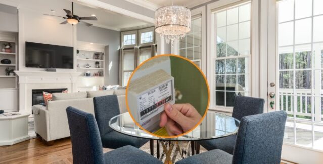 Person reading a electricity meter in a living room